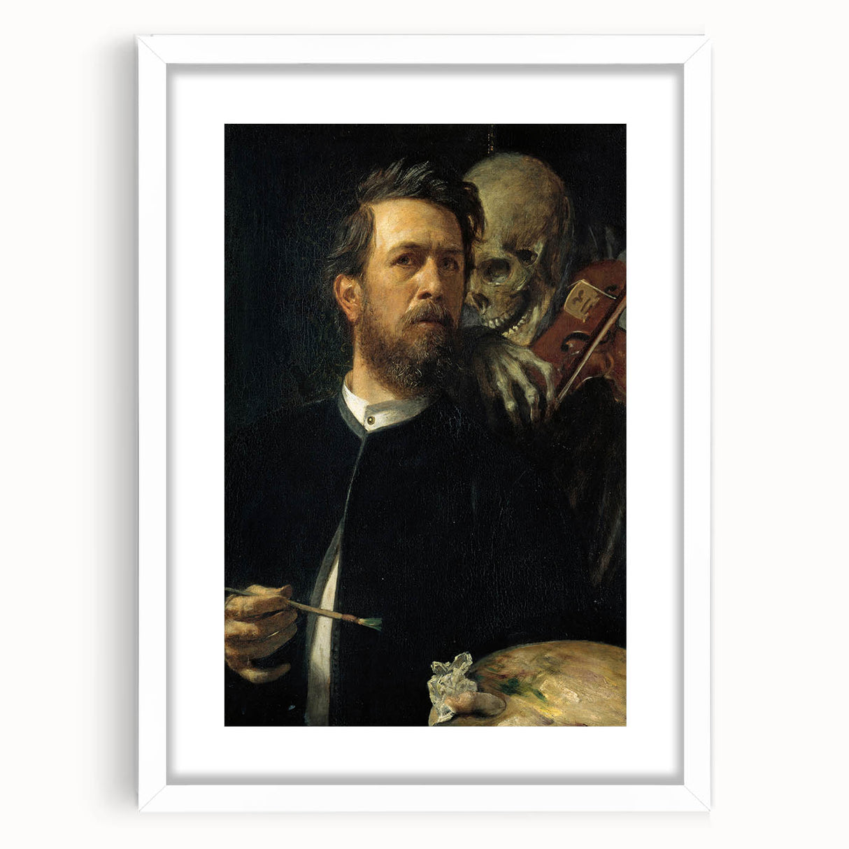 Dark Academia Wall Art - Vintage Gothic Self-Portrait with Death's Shadow