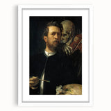 Dark Academia Wall Art - Vintage Gothic Self-Portrait with Death's Shadow