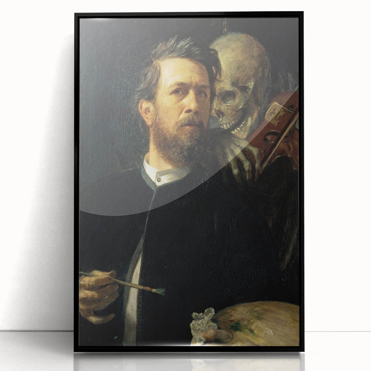 Dark Academia Wall Art - Vintage Gothic Self-Portrait with Death's Shadow