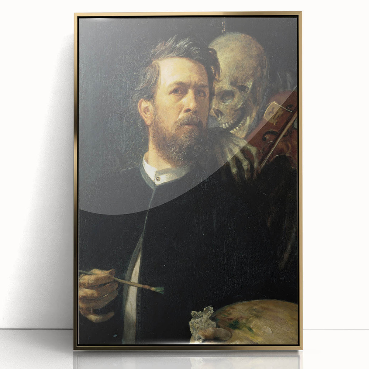 Dark Academia Wall Art - Vintage Gothic Self-Portrait with Death's Shadow