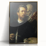 Dark Academia Wall Art - Vintage Gothic Self-Portrait with Death's Shadow