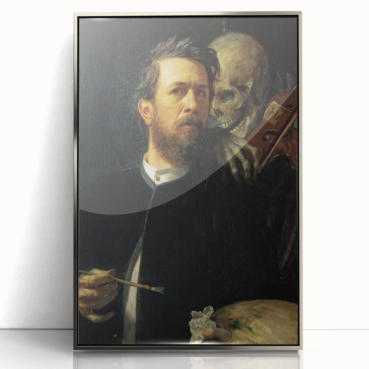 Dark Academia Wall Art - Vintage Gothic Self-Portrait with Death's Shadow