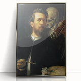 Dark Academia Wall Art - Vintage Gothic Self-Portrait with Death's Shadow