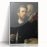 Dark Academia Wall Art - Vintage Gothic Self-Portrait with Death's Shadow