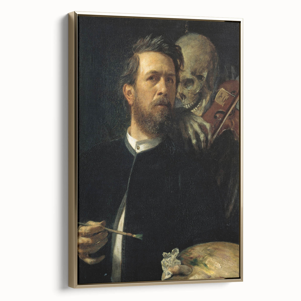 Dark Academia Wall Art - Vintage Gothic Self-Portrait with Death's Shadow