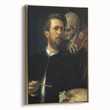 Dark Academia Wall Art - Vintage Gothic Self-Portrait with Death's Shadow