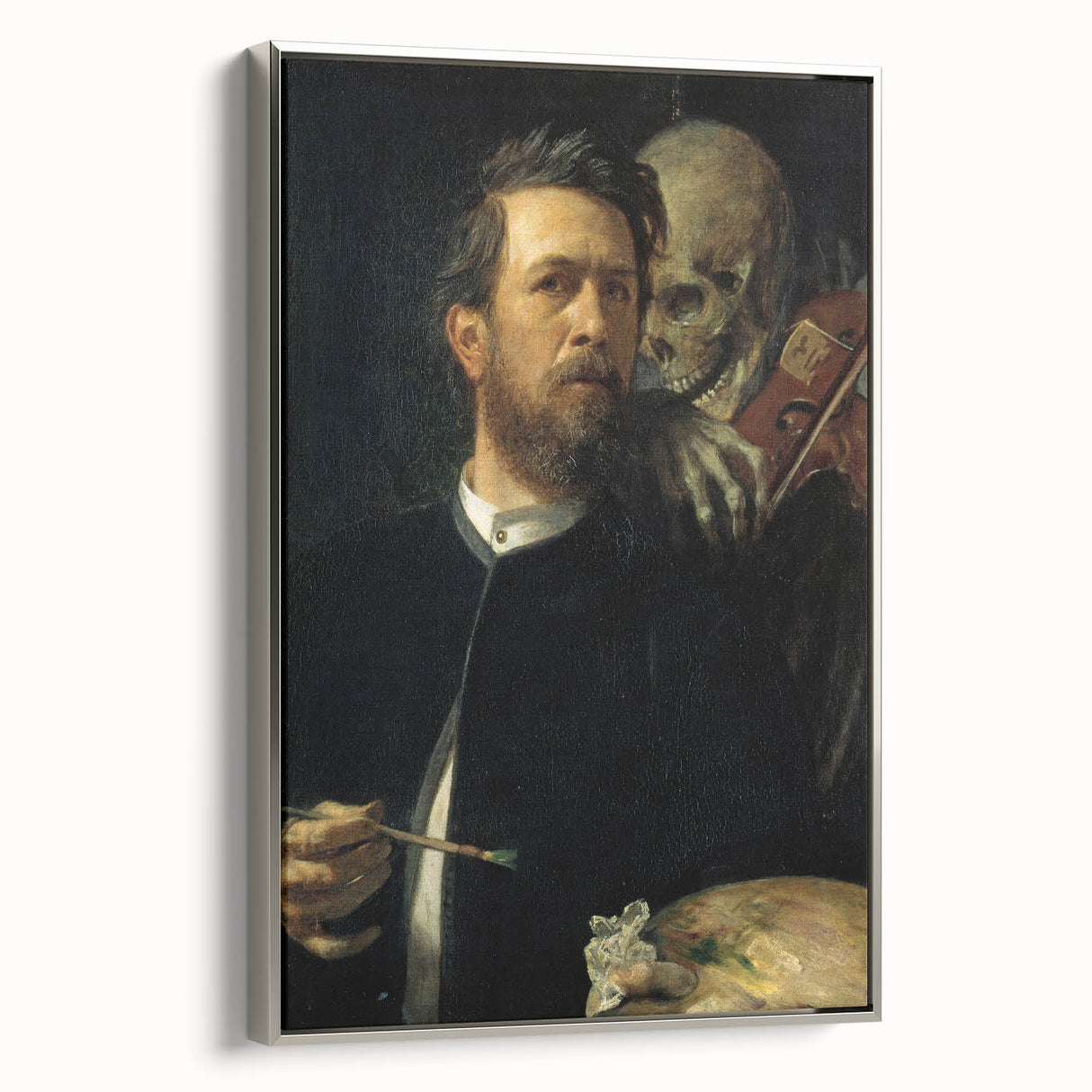Dark Academia Wall Art - Vintage Gothic Self-Portrait with Death's Shadow