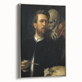 Dark Academia Wall Art - Vintage Gothic Self-Portrait with Death's Shadow