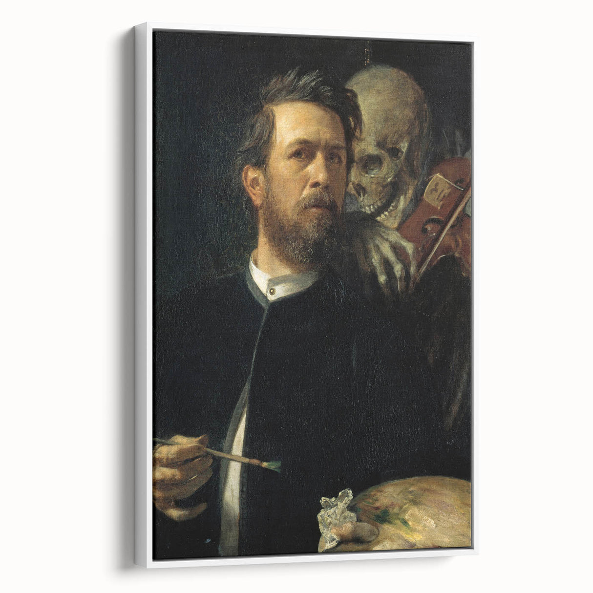 Dark Academia Wall Art - Vintage Gothic Self-Portrait with Death's Shadow