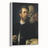 Dark Academia Wall Art - Vintage Gothic Self-Portrait with Death's Shadow