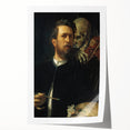 Dark Academia Wall Art - Vintage Gothic Self-Portrait with Death's Shadow