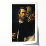 Dark Academia Wall Art - Vintage Gothic Self-Portrait with Death's Shadow