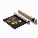 Dark Academia Wall Art - Vintage Gothic Self-Portrait with Death's Shadow