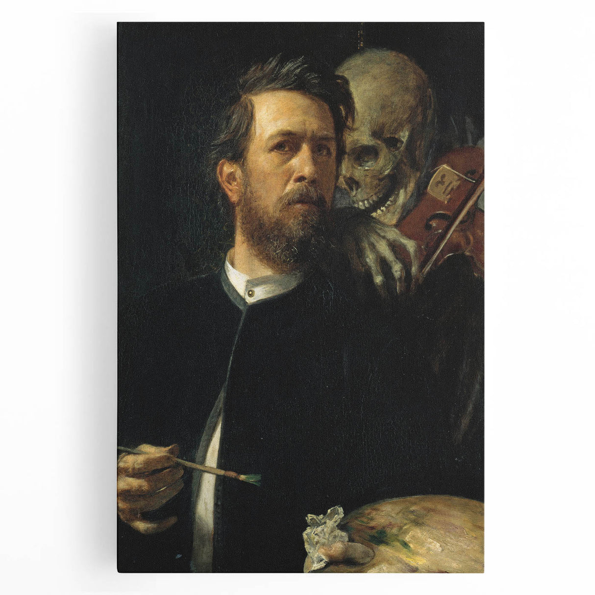 Dark Academia Wall Art - Vintage Gothic Self-Portrait with Death's Shadow