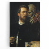 Dark Academia Wall Art - Vintage Gothic Self-Portrait with Death's Shadow
