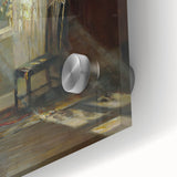 Sunlit Interior Dark Academia Wall Art - Vintage Window and Chair Scene