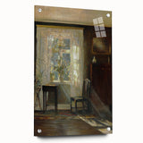 Sunlit Interior Dark Academia Wall Art - Vintage Window and Chair Scene