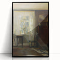 Sunlit Interior Dark Academia Wall Art - Vintage Window and Chair Scene