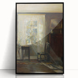 Sunlit Interior Dark Academia Wall Art - Vintage Window and Chair Scene