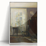 Sunlit Interior Dark Academia Wall Art - Vintage Window and Chair Scene