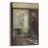 Sunlit Interior Dark Academia Wall Art - Vintage Window and Chair Scene