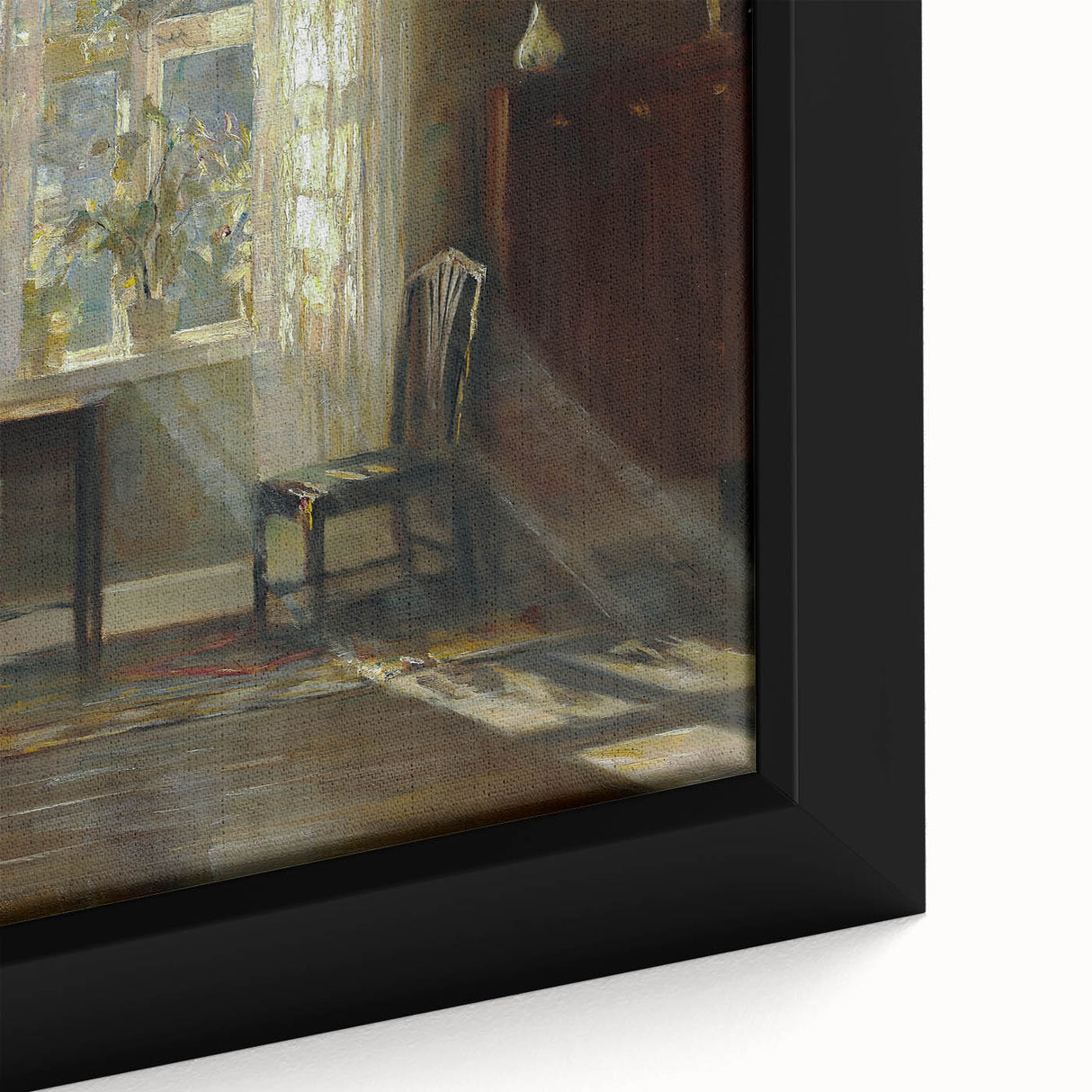 Sunlit Interior Dark Academia Wall Art - Vintage Window and Chair Scene