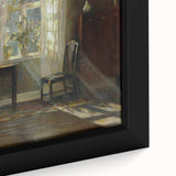 Sunlit Interior Dark Academia Wall Art - Vintage Window and Chair Scene