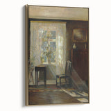 Sunlit Interior Dark Academia Wall Art - Vintage Window and Chair Scene
