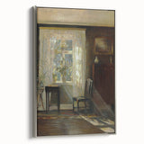 Sunlit Interior Dark Academia Wall Art - Vintage Window and Chair Scene