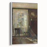 Sunlit Interior Dark Academia Wall Art - Vintage Window and Chair Scene