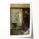 Sunlit Interior Dark Academia Wall Art - Vintage Window and Chair Scene