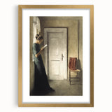 Dark Academia Wall Art - Woman Reading by Doorway for Moody Decor