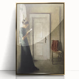 Dark Academia Wall Art - Woman Reading by Doorway for Moody Decor