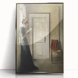 Dark Academia Wall Art - Woman Reading by Doorway for Moody Decor