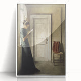 Dark Academia Wall Art - Woman Reading by Doorway for Moody Decor