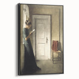 Dark Academia Wall Art - Woman Reading by Doorway for Moody Decor