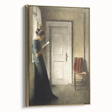 Dark Academia Wall Art - Woman Reading by Doorway for Moody Decor