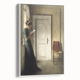 Dark Academia Wall Art - Woman Reading by Doorway for Moody Decor