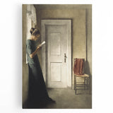 Dark Academia Wall Art - Woman Reading by Doorway for Moody Decor