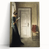 Dark Academia Wall Art - Woman Reading by Doorway for Moody Decor