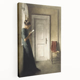Dark Academia Wall Art - Woman Reading by Doorway for Moody Decor
