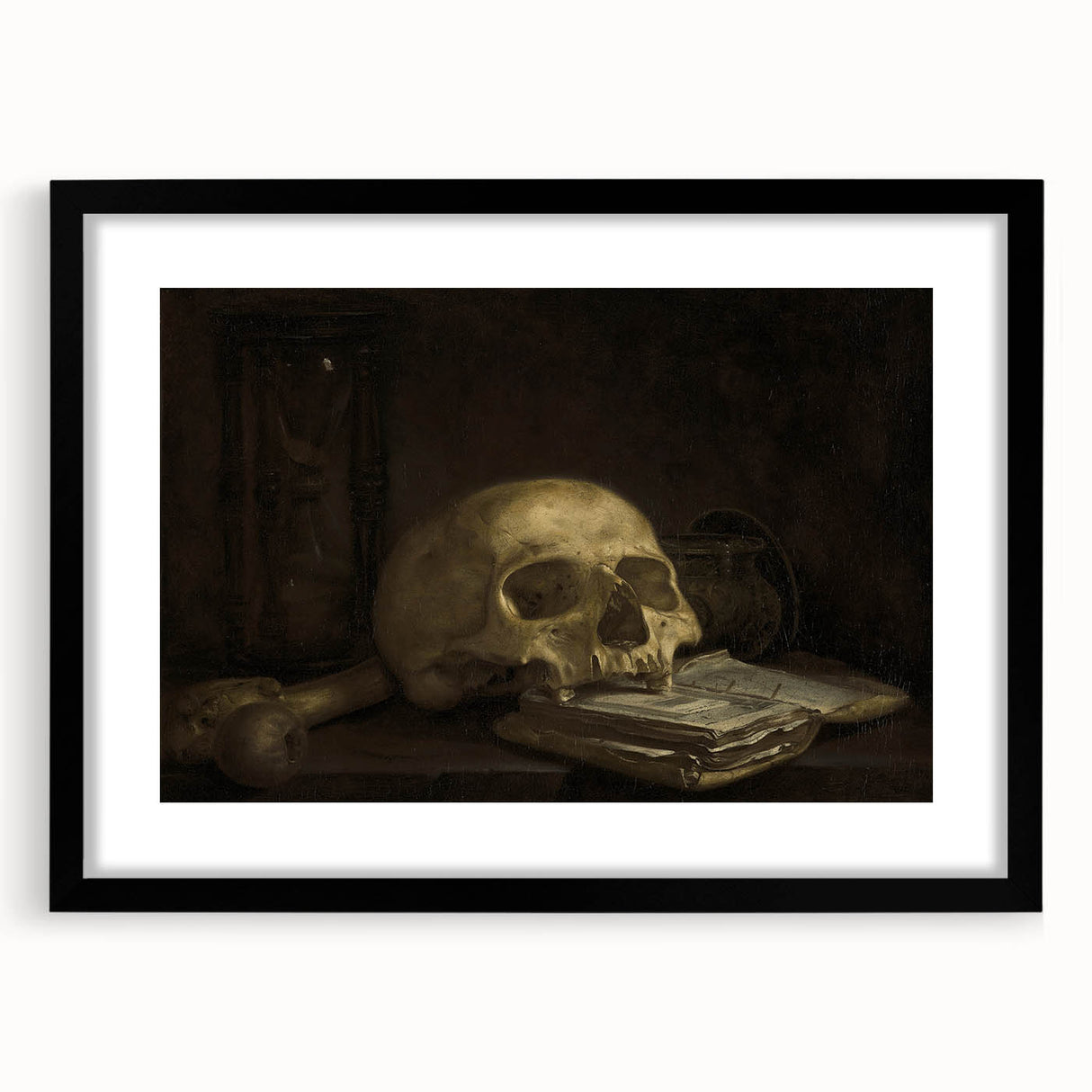 Dark Academia Wall Art - Skull and Hourglass Study - Gothic Decor Print
