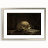 Dark Academia Wall Art - Skull and Hourglass Study - Gothic Decor Print