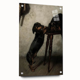 Dark Academia Wall Art - Vintage Gothic Dachshunds in a Shadowy Room
