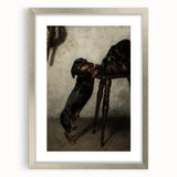 Dark Academia Wall Art - Vintage Gothic Dachshunds in a Shadowy Room