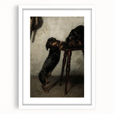 Dark Academia Wall Art - Vintage Gothic Dachshunds in a Shadowy Room