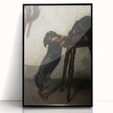 Dark Academia Wall Art - Vintage Gothic Dachshunds in a Shadowy Room