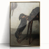 Dark Academia Wall Art - Vintage Gothic Dachshunds in a Shadowy Room