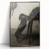 Dark Academia Wall Art - Vintage Gothic Dachshunds in a Shadowy Room
