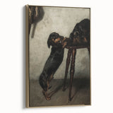 Dark Academia Wall Art - Vintage Gothic Dachshunds in a Shadowy Room